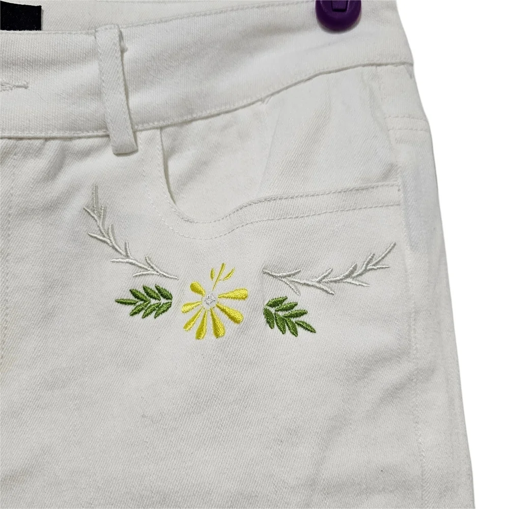 Cynthia Rowley White Floral Embroidered Jeans NWT